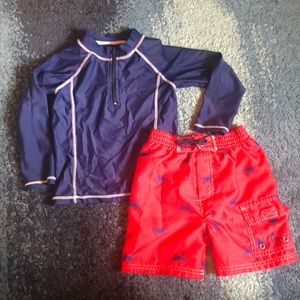 Cabana Life Crab Rash Guard 2 piece Set- 3T
